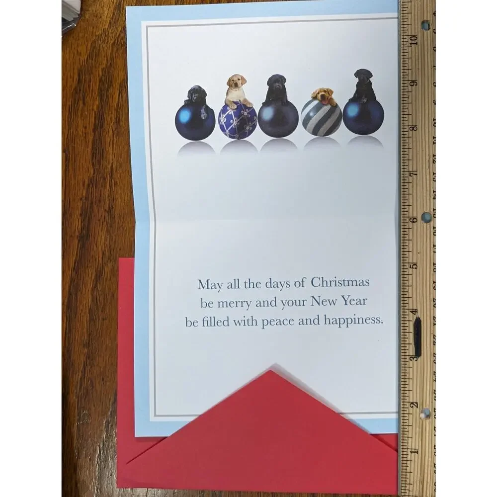 Vtg Guiding Eyes Yellow Black Lab‎ Puppy Dog Christmas Holiday Greeting Card New